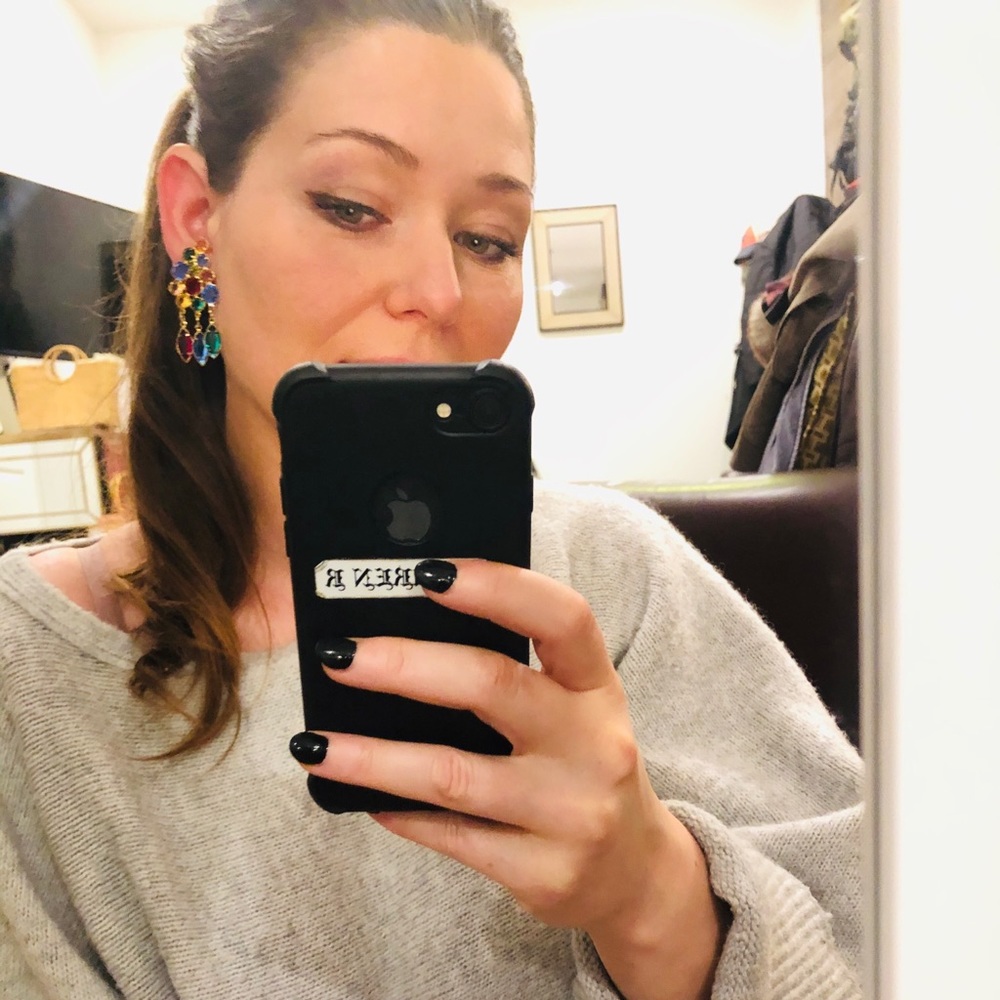 Earrings: 1970’s rainbow real crystal 💙❤️💚